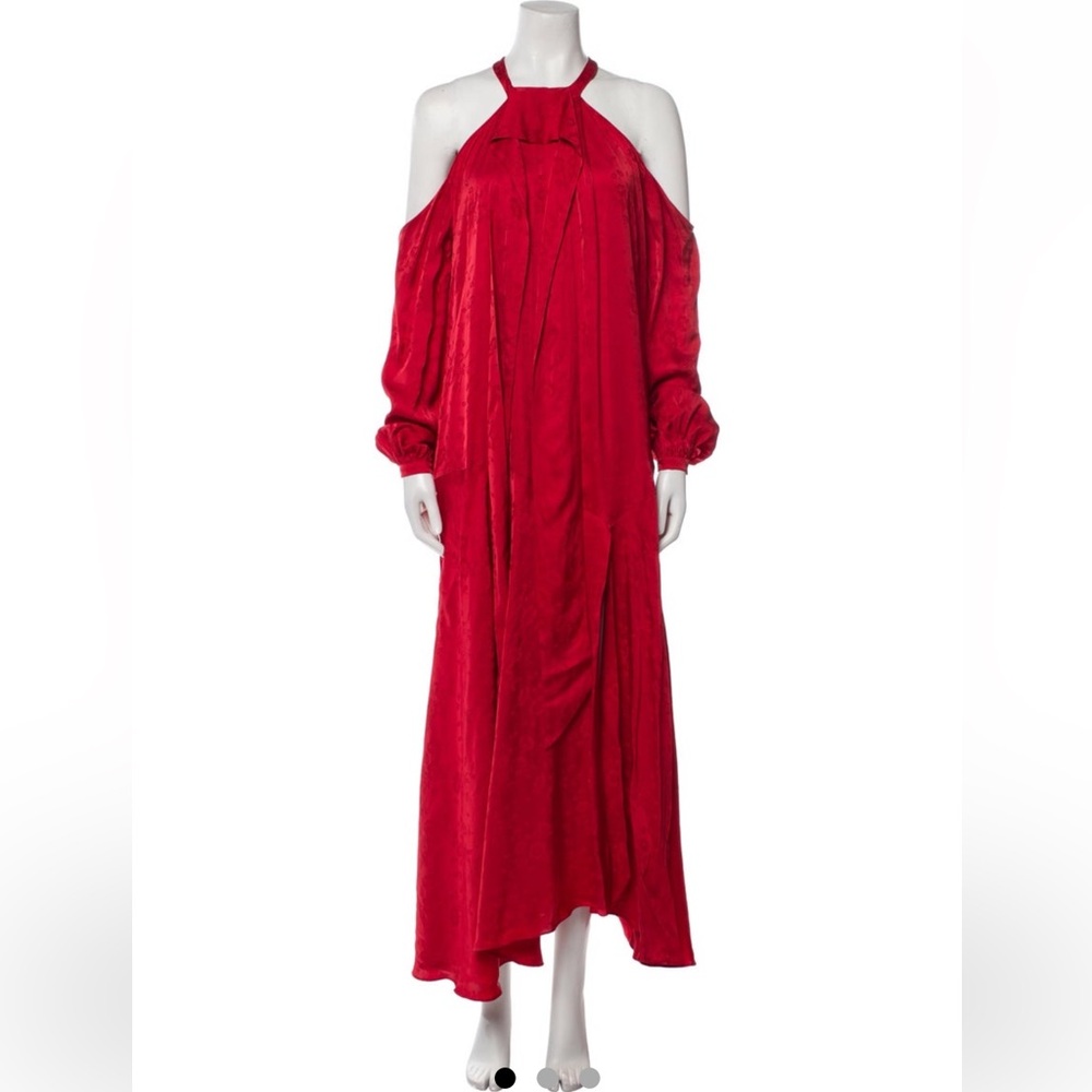 RACIL red damask long sleeve cold shoulder  dress size 40 M flawless